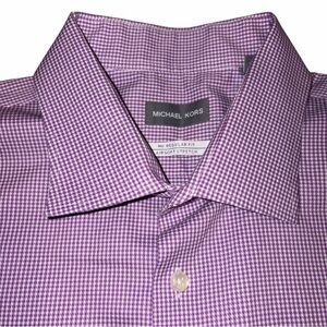 Michael Kors Purple Checkered Dress Shirt